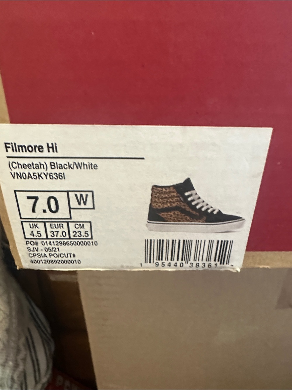 Vans Filmore Hi Cheetah Print Black & White